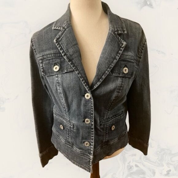 Chico’s Platinum Denim Jacket - Picture 1 of 10